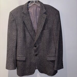 Z ZEGNA Mens Eu56 US46 Grey Angora Wool Blend Single Breasted Sport Blazer Coat